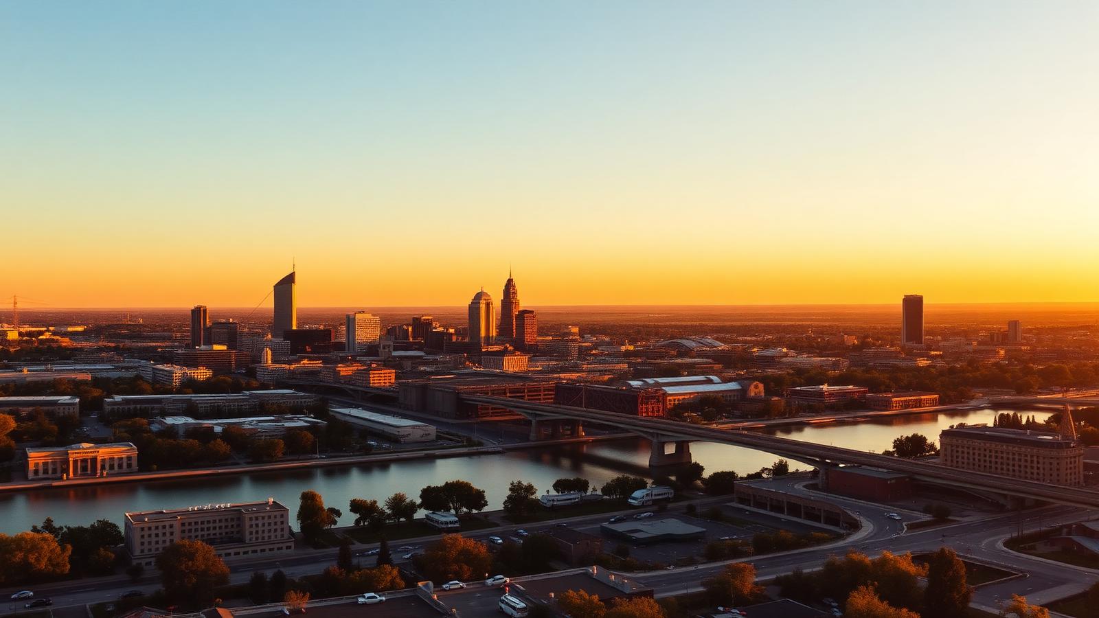 Sacramento, California skyline at dusk